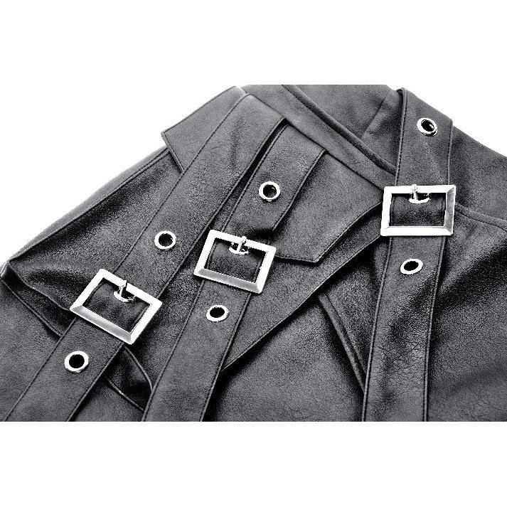 Dark in Love Chaos Reign Faux Leather Goth Mini Skirt in Black