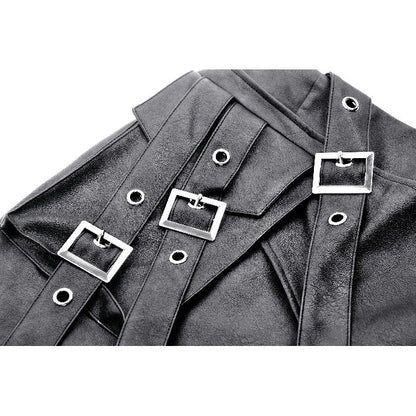Dark in Love Chaos Reign Faux Leather Goth Mini Skirt in Black
