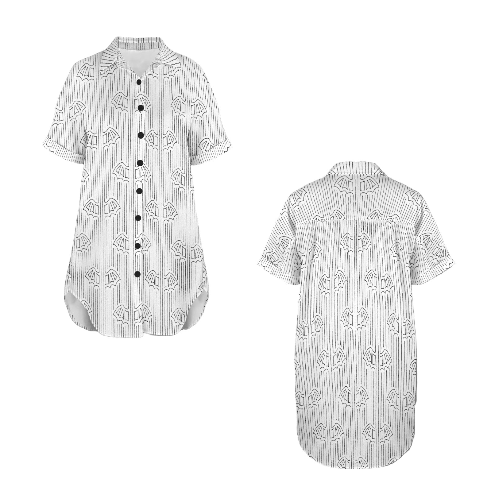 Batwing Pinstripes Shirt Dress