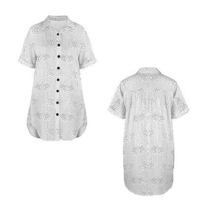 Batwing Pinstripes Shirt Dress