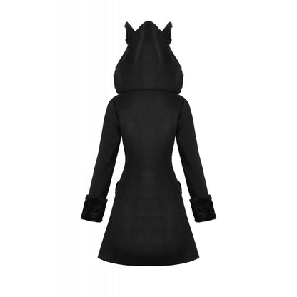 Dark in Love Cat-Ear Faux Fur Trim Gothic Coat