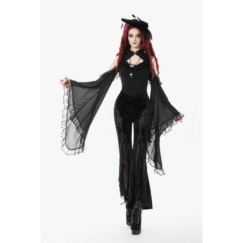 Flared lace hem detail on trousers