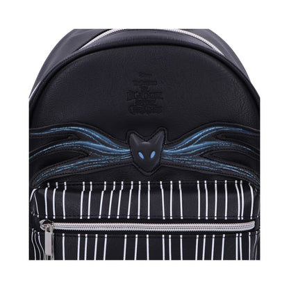 Jack Skellington backpack with gothic pinstripe design and black cat motif by Nemesis Now.