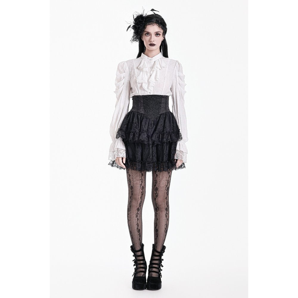 Dark in Love Gaslight Requiem Tiered Lace Skirt