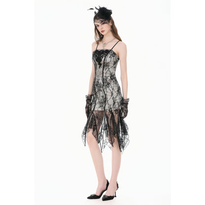 Dark in Love Shredded Harness Asymmetric Dress