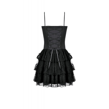 Dark in Love Crimson Shadow Layered Lace Cake Dress