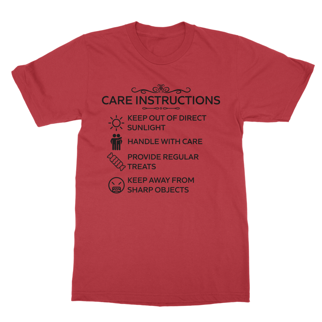 Care Instructions T-Shirt – Black Print | Classic Heavy Cotton Unisex Tee