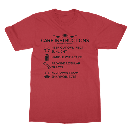 Care Instructions T-Shirt – Black Print | Classic Heavy Cotton Unisex Tee