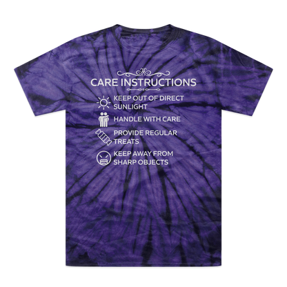 Tonal spider tie-dye t-shirt with white print Care Instructions design