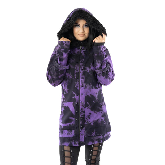 Heartless Catriona Black and Purple Tie Dye Hooded Jacket - Kate's Clothing