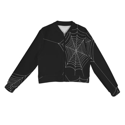 ANTIBrand cropped bomber jacket with white spiderweb print