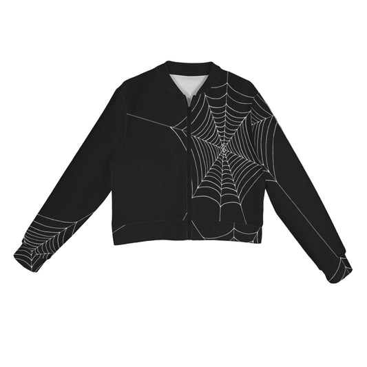 ANTIBrand cropped bomber jacket with white spiderweb print