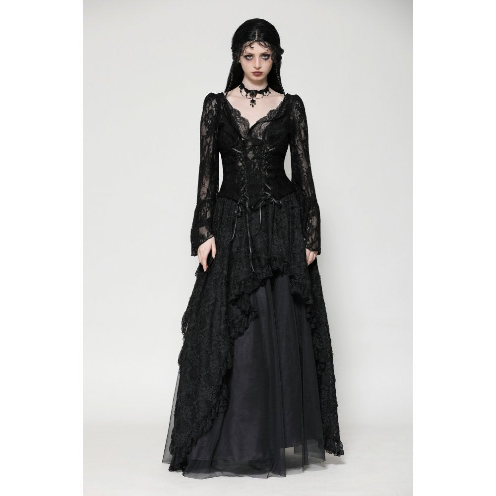 Dark in Love Tamsin Gothic Lace V-neck Top - Kate's Clothing