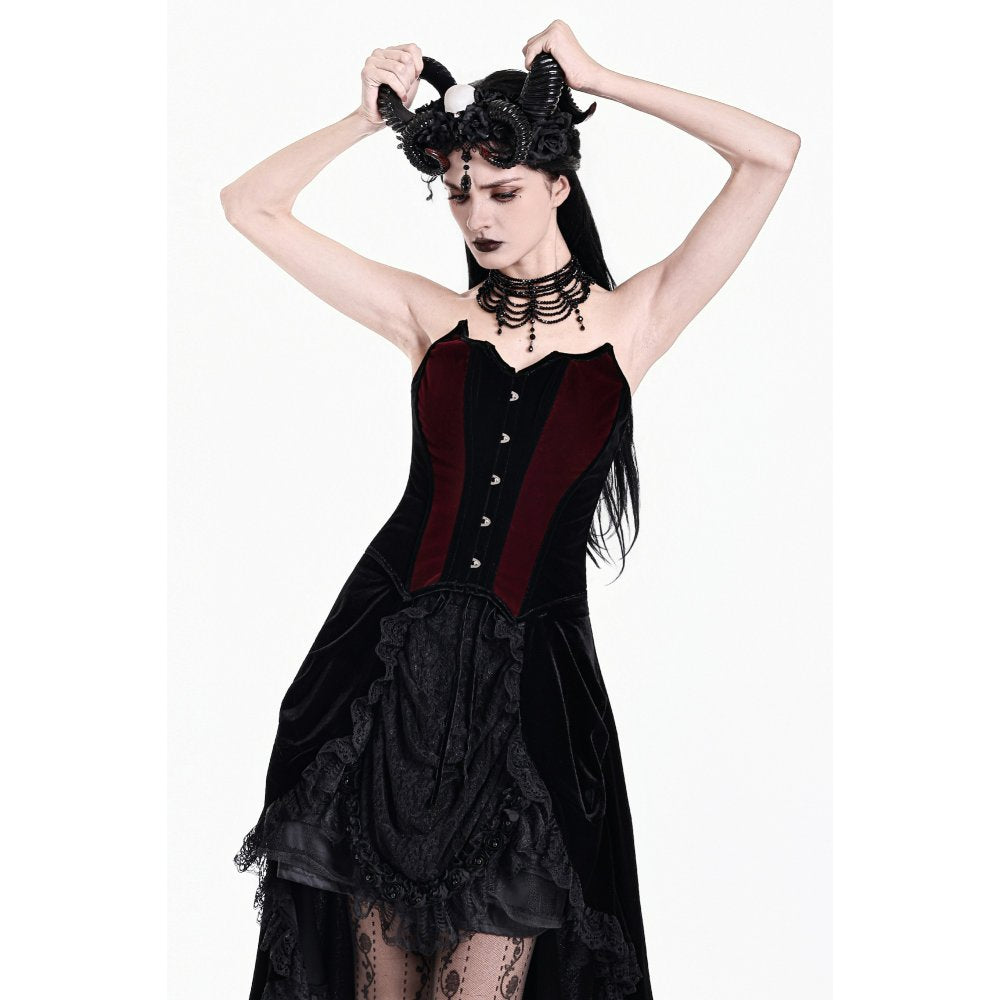 Dark in Love Crimson Vampiric Velvet Corset Top