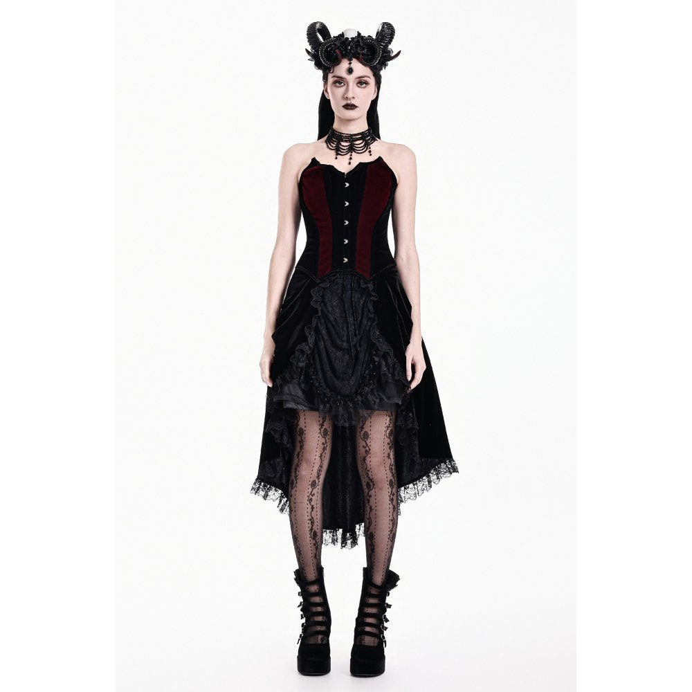 Dark in Love Crimson Vampiric Velvet Corset Top