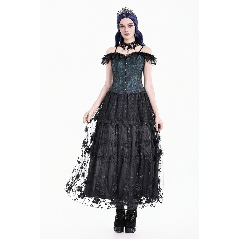 Dark in Love Floral Applique Lace Maxi Skirt