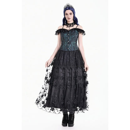 Dark in Love Floral Applique Lace Maxi Skirt