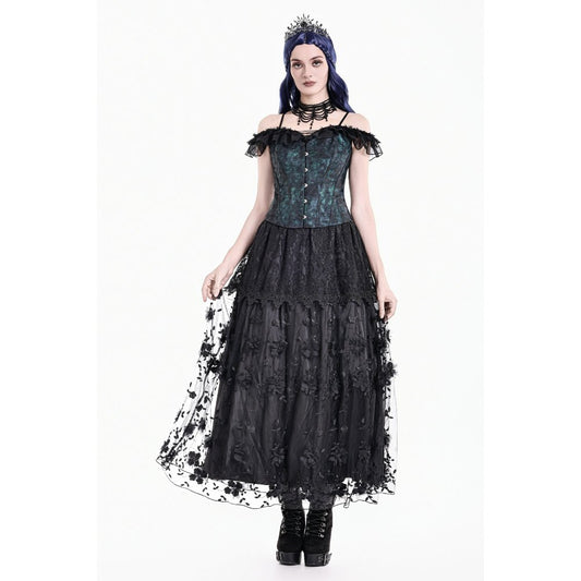 Dark in Love Floral Applique Lace Maxi Skirt