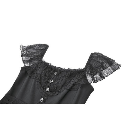 Dark in Love Black Gothic Sweet Bow Lace Lolita Dress