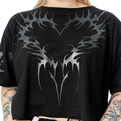 Chemical Black Ceil Crop Top – Ladies Black Gothic Cotton Crop Tee