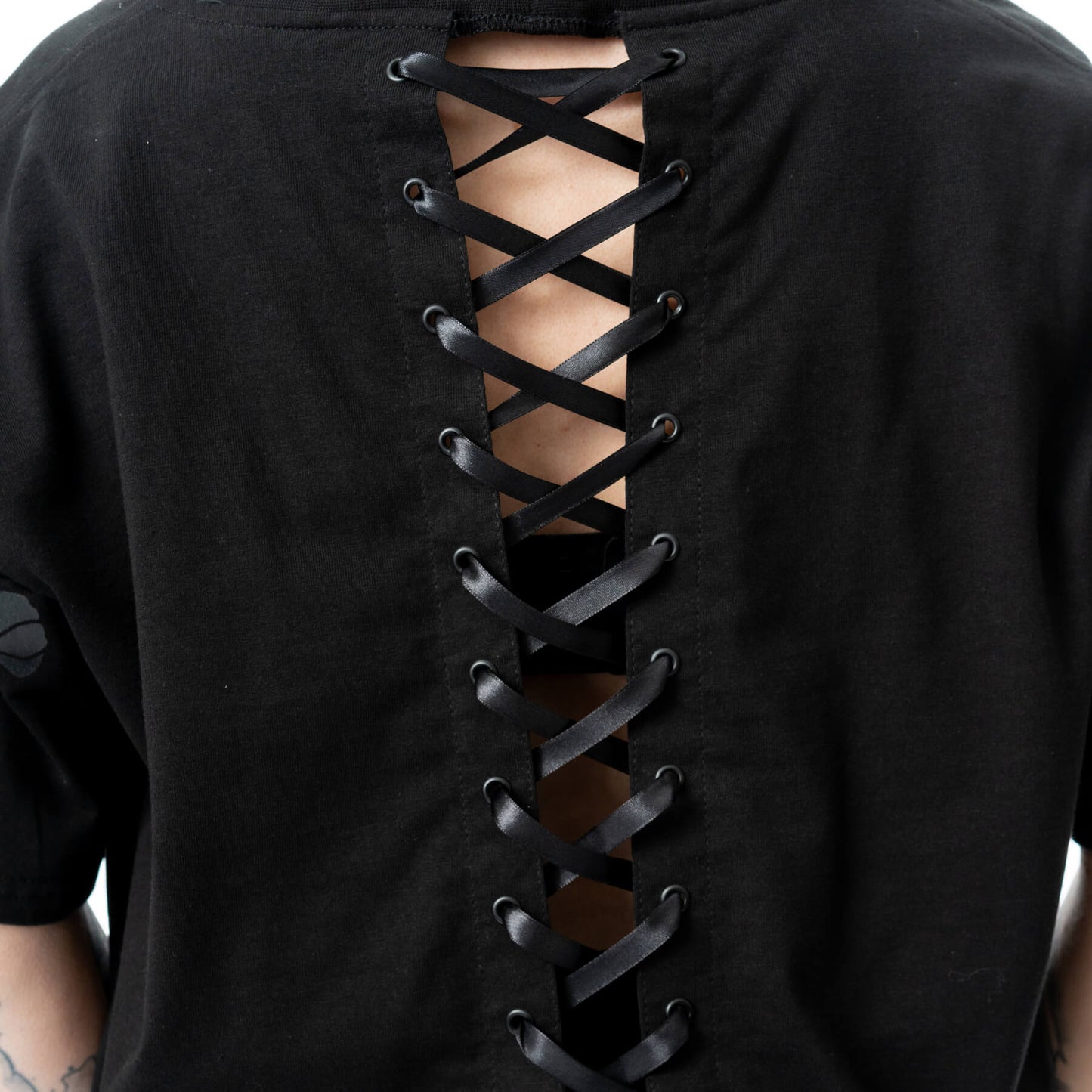 Chemical Black Ceil Crop Top – Ladies Black Gothic Cotton Crop Tee