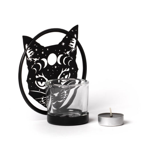Alchemy Gothic Celestial Cat Tealight Holder