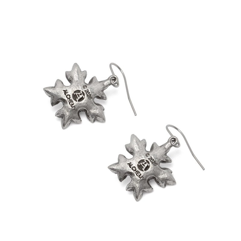 Alchemy Gothic Coven Rose Black Rose Drop Earrings Witchcraft Pewter Jewellery
