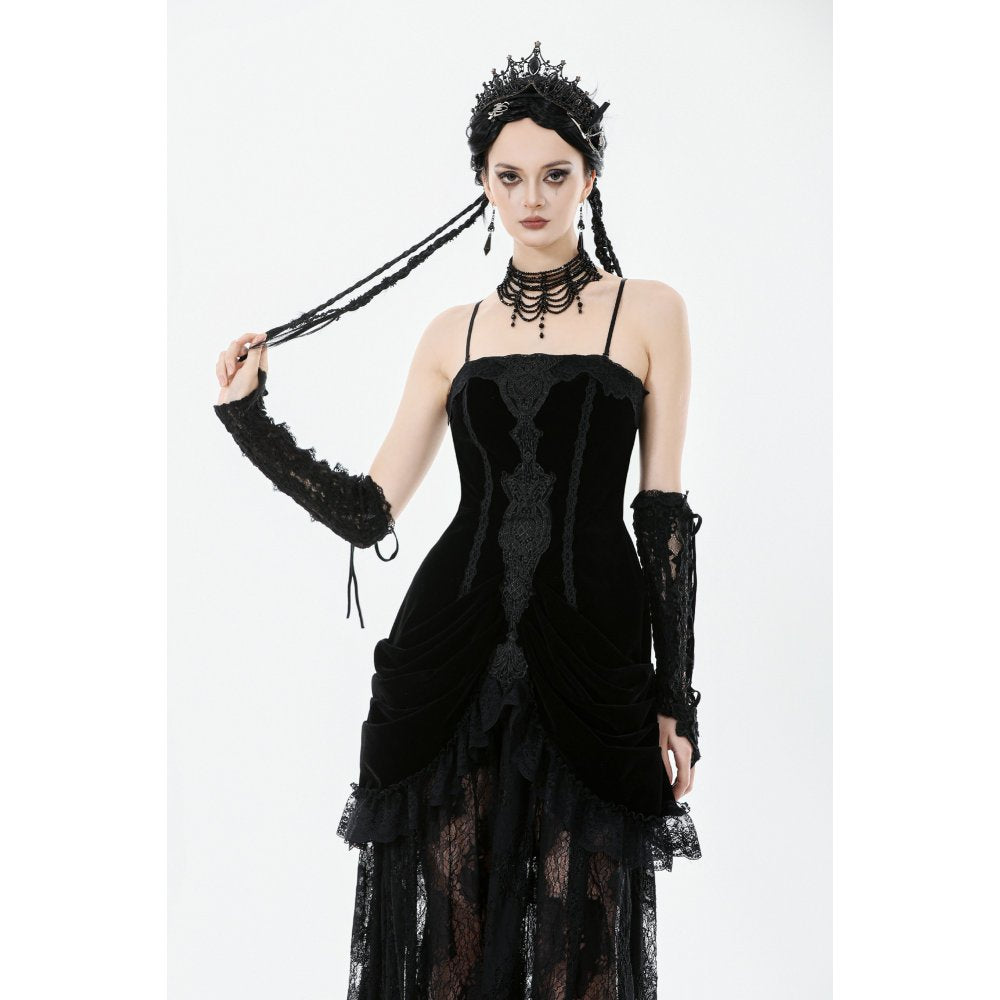Dark in Love Vampiress Royal Velvet and Lace Maxi Dress