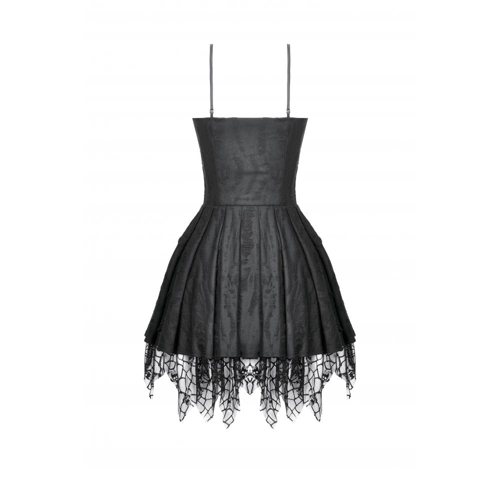 Dark in Love Mortalis Lace-Up Goth Dress in Black