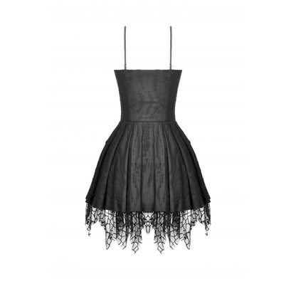 Dark in Love Mortalis Lace-Up Goth Dress in Black