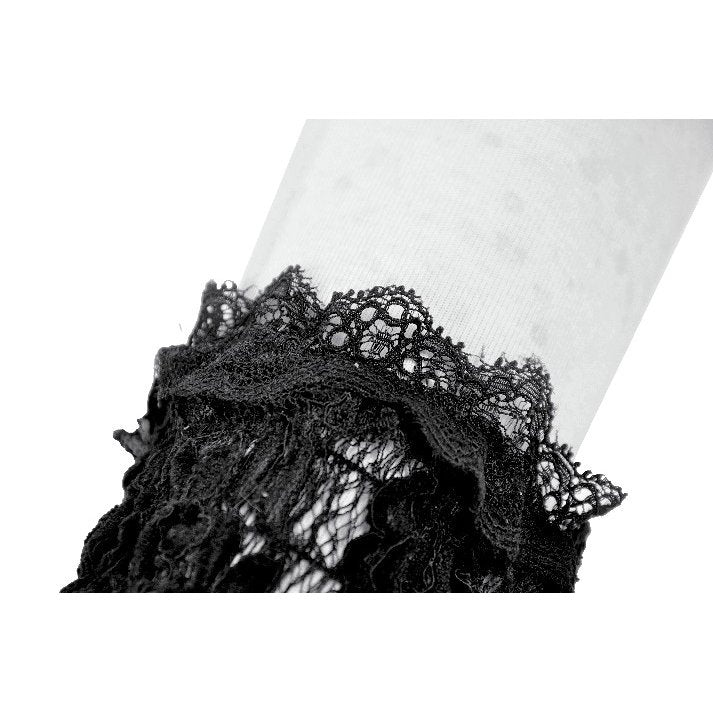 Intricately embroidered gothic gloves flatlay