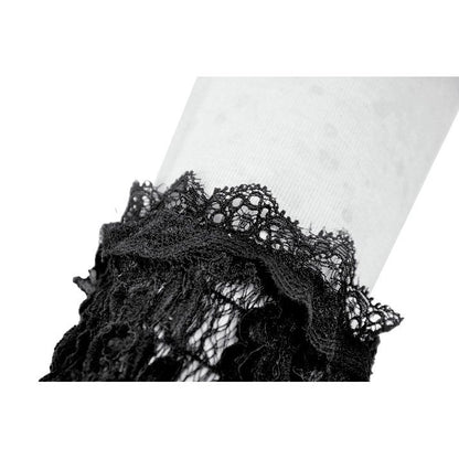 Intricately embroidered gothic gloves flatlay