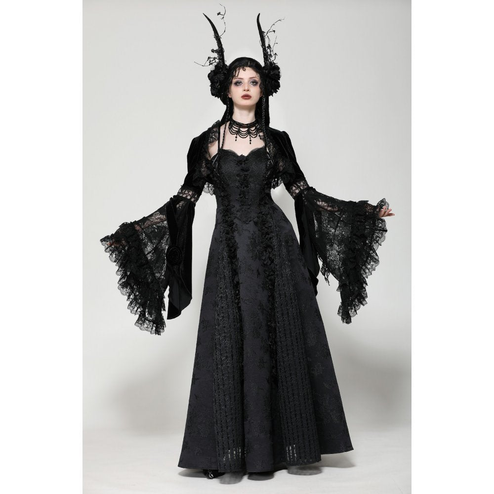 Dark in Love Lavinia Elegant Shrug in Velvet and Lace - Kate's Clothing