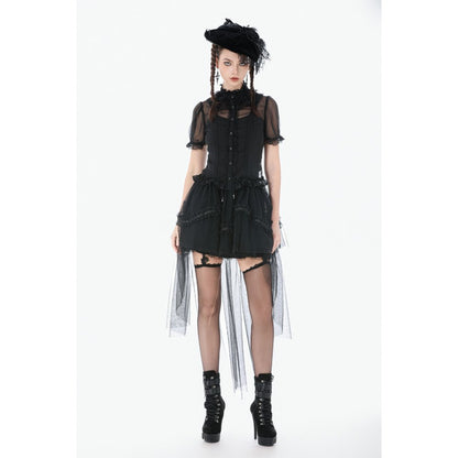 Dark in Love Gothic Tailed Sheer Mesh Petticoat Skirt