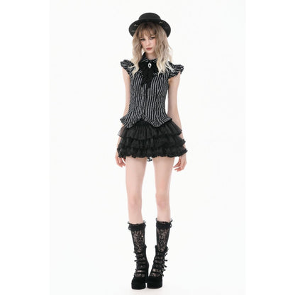Dark in Love Crow Emblem Swallowtail Blouse