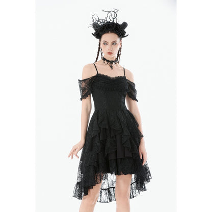 Dark in Love Romantic Gothic Lace Layered High-Low Dress