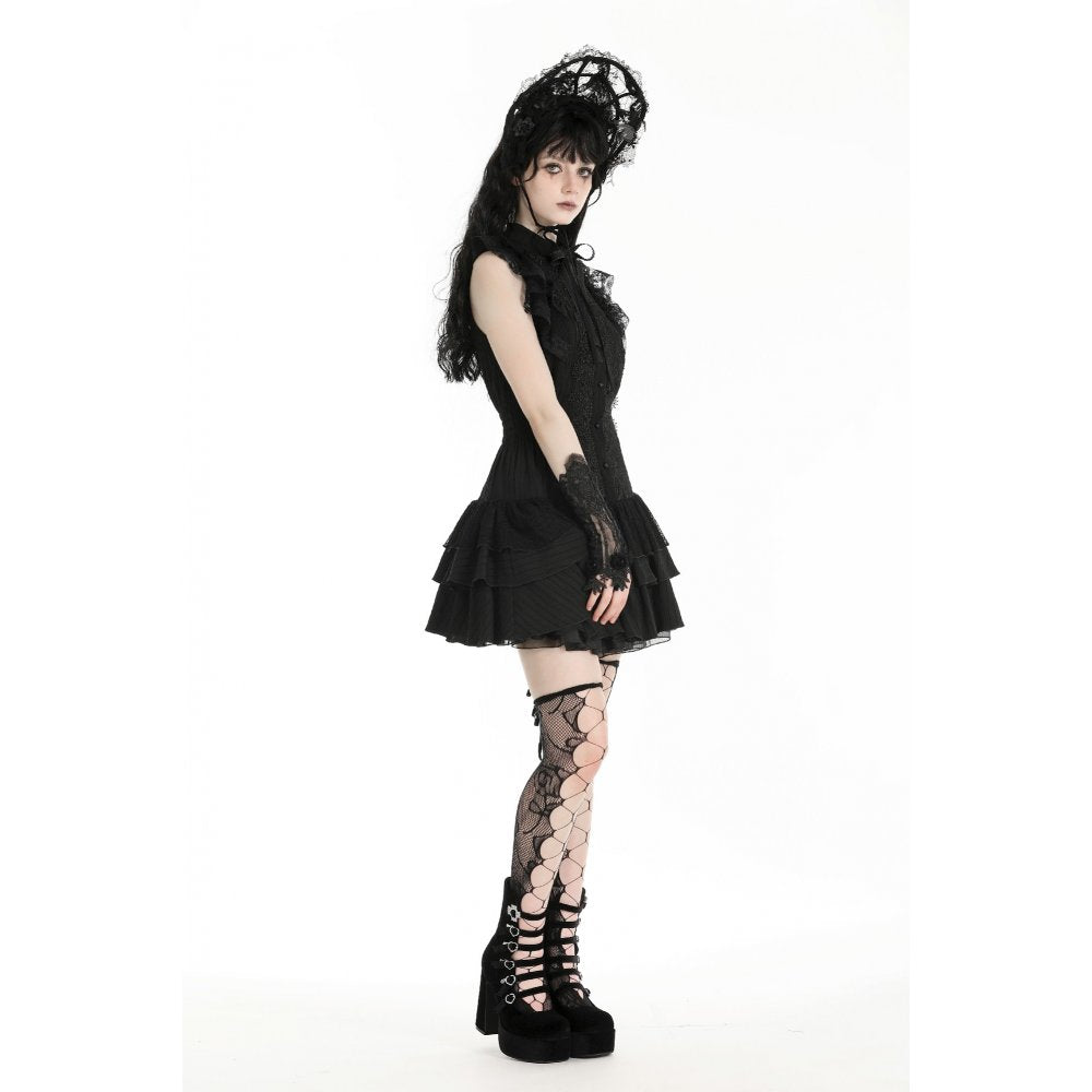 Dark in Love Evelina Sleeveless Tiered Goth Dress