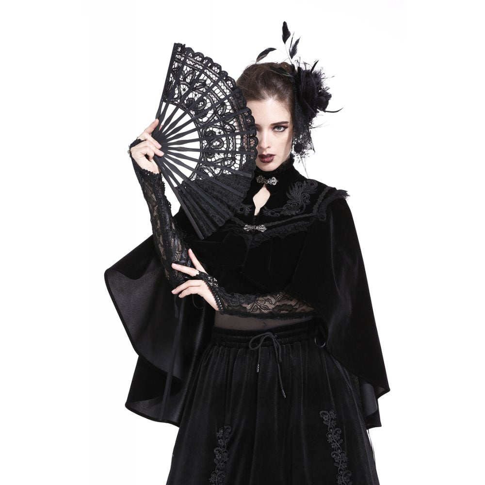 Dark in Love Gothic Elegance Black Lace Fan – Victorian-Inspired Accessory