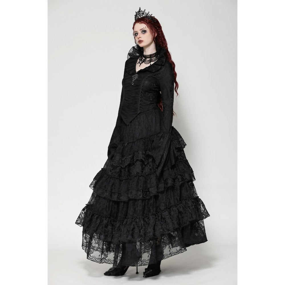 Dark in Love Elizabeth Gothic Queen Top with Pendant and Ruffled Collar