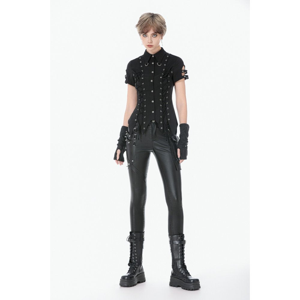 Dark in Love Ruptured Lace-Up Punk Shirt