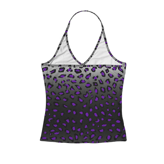 ANTIBrand Panther of Steel halter top with purple leopard print gradient