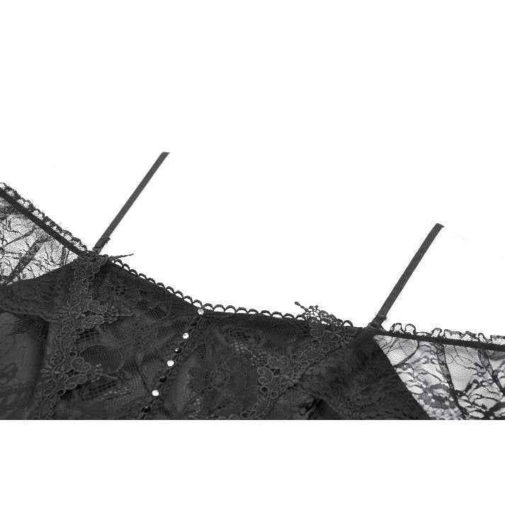 Dark in Love Morgana Gothic Off-Shoulder Lace Hem Dress