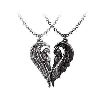 Couple Necklace featuring an angel and demon design, symbolizing the bond between light and darkness.