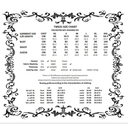 Dark in Love Darcy distressed net top size chart and measurements guide