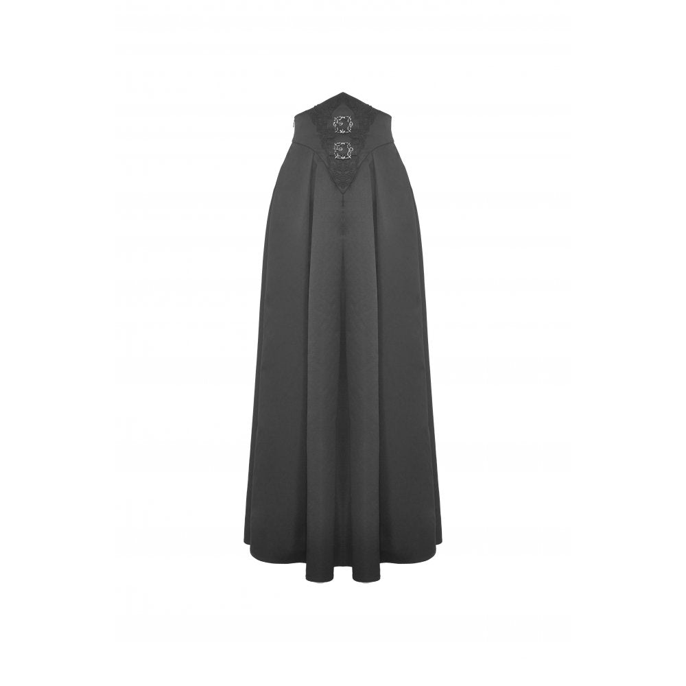 Dark in Love Delora high waist maxi skirt back view long pleated gothic skirt design