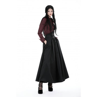 Dark in Love Delora maxi skirt buckle waist detail gothic high waist skirt close-up
