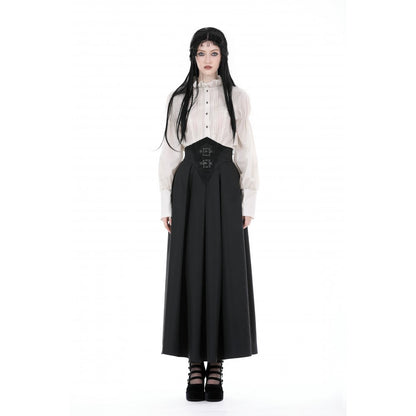 Dark in Love Delora maxi skirt embroidered waist panel close-up gothic skirt detail