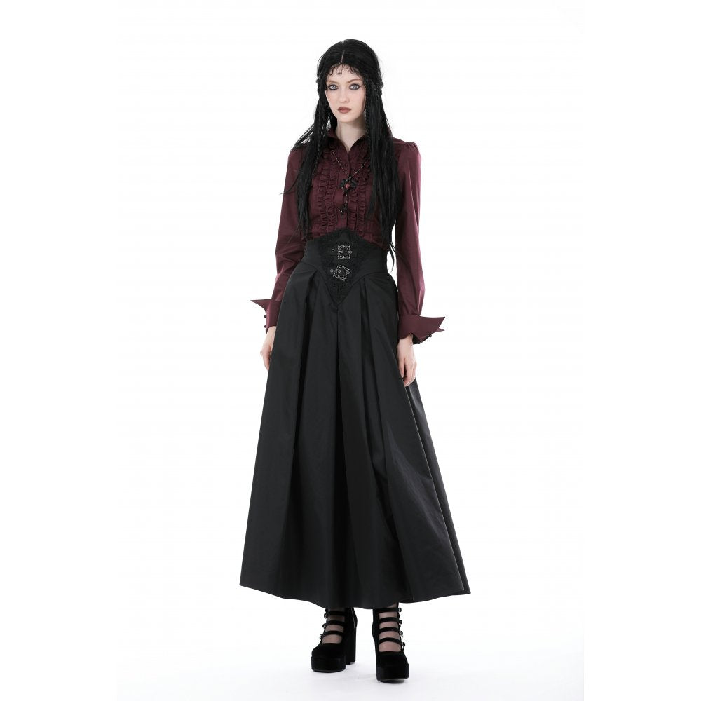 Dark in Love Delora high waist maxi skirt styled with gothic outfit dramatic pleated silhouette