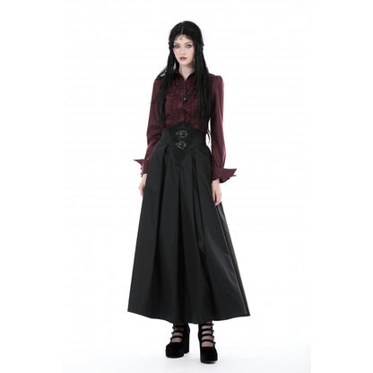 Dark in Love Delora high waist maxi skirt styled with gothic outfit dramatic pleated silhouette