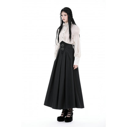 Dark in Love Delora maxi skirt waistband detail high waist gothic skirt close-up